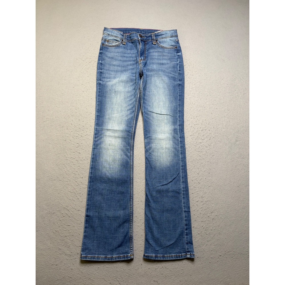 Wrangler Jeans Girls Size 14 Regular Blue Bootcut Adjustable Waist Stretch Denim